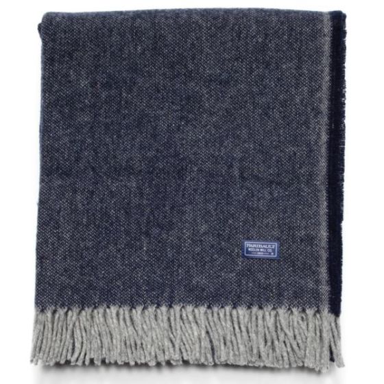 Faribault Mill Ashby Wool Throw - Navy