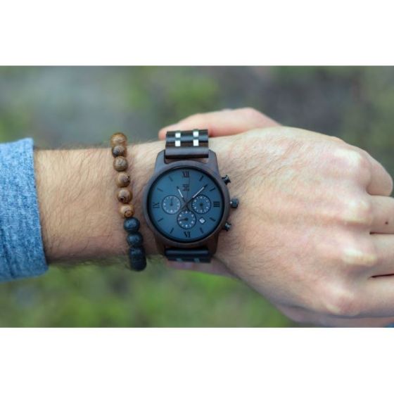 Silver Fox  Black Sandalwood Chronograph Wooden Watch