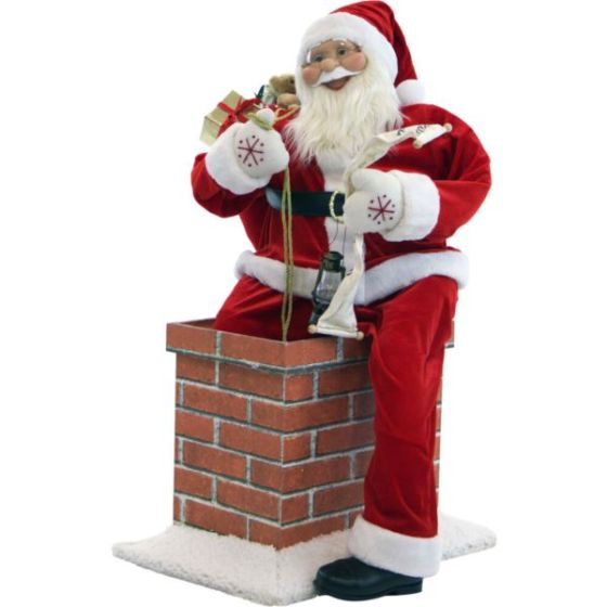 4-Ft. Music and Motion Santa Claus in the Chimney, Animated Indoor Christmas Holiday Home Decor