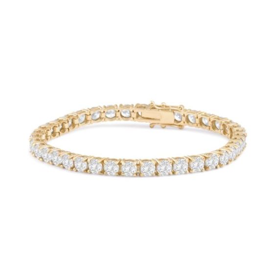 Bright White Privilege Round Lab Grown Diamond Tennis Bracelet in 14K Yellow Gold 12.00ct,EF,VS1 VS2