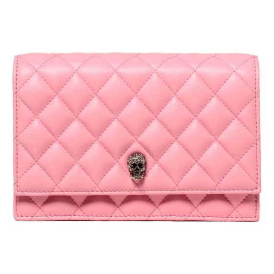 Alexander McQueen Pink Quilted Leather Skull Shoulder Bag