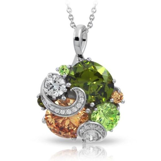 Belle Etoile Round Cubic Zirconia studded Andromeda Pendant - 925 Sterling Silver with chain
