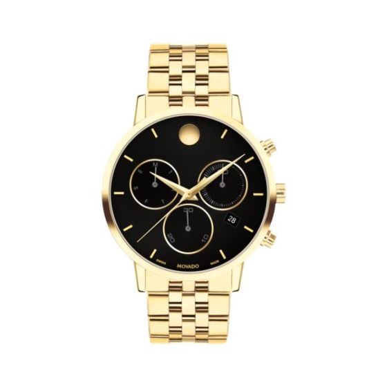Men's Museum Classic Chronograph Gold-Tone Stainless Steel Watch Black Dial