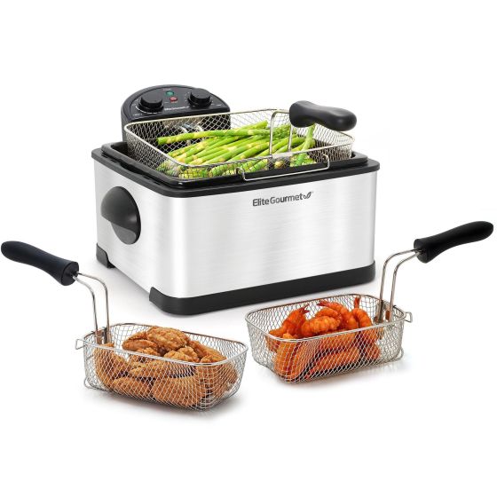 4qt Dual Basket Stainless Steel Deep Fryer