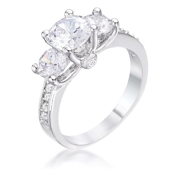 Three Stone CZ Engagement Ring
