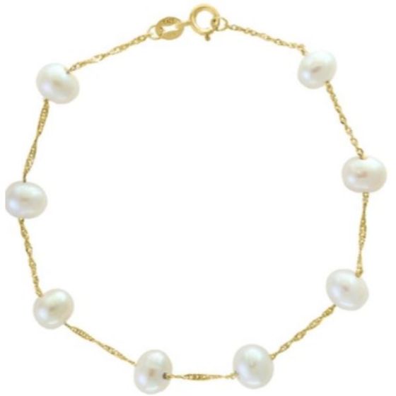 LALI Jewels 14K Yellow Gold White Fresh Water Pearl Bracelet