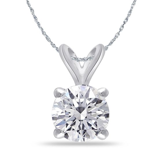 Bright White Round Lab Grown Diamond Pendant in 14K White Gold 1.90ct, Color-FG, Clarity-VS