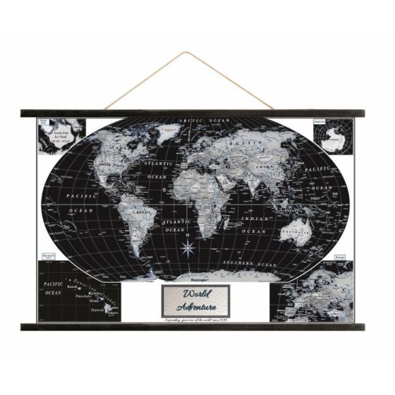 Black Ocean World Map on Canvas