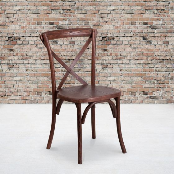 Stackable Mahogany Wood Cross Back Chair - Dining Room Seating