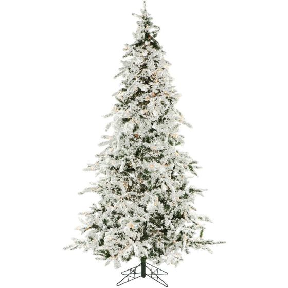 7.5-Ft. White Pine Snowy Artificial Christmas Tree with Clear Smart String Lighting