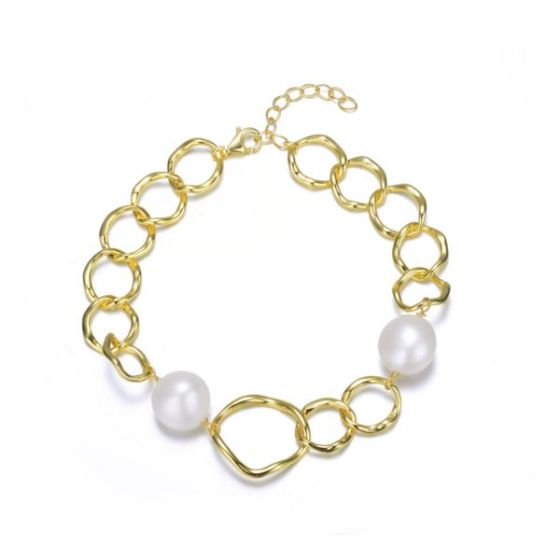 Gold Plated Freshwater Pearl Bracelet Size 7.25