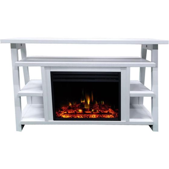 32-In. Sawyer Industrial Electric Fireplace Mantel with Enhanced Log Display and Color Changing Flam