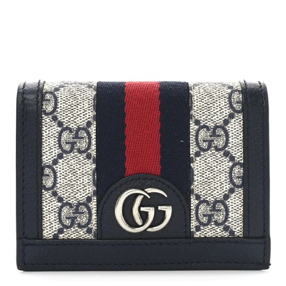Gucci Ophidia GG Canvas Bifold Wallet Blue Red Web Stripe
