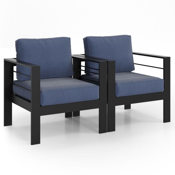 Outdoor 2-Piece Patio Chairs w/Cushions - Blue