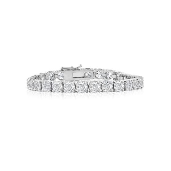 Bright White Privilege Round Lab Grown Diamond Tennis Bracelet in 14K White Gold 16.00ct,EF,VS1 VS2