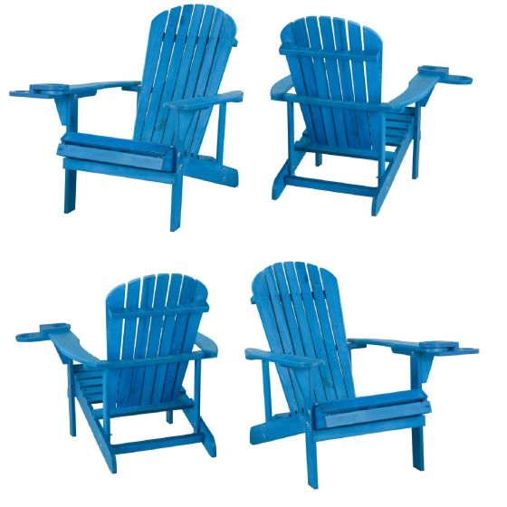 Earth Collection Adirondack Chair w/Phone & Cup Holder, Set of 4 - Sky Blue