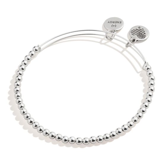 Dot Beaded Bangle - Shiny Silver