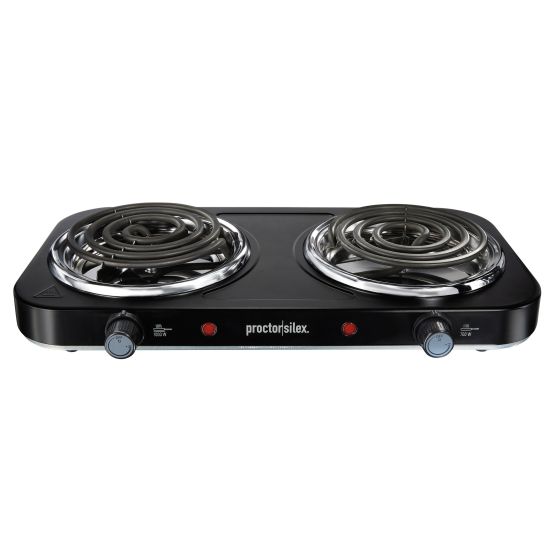 1000W Double Burner Cooktop Black