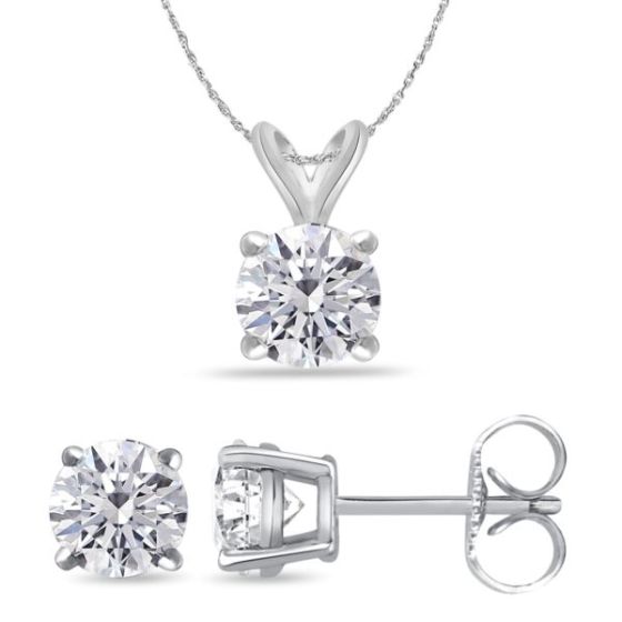 Bright White Round Lab Grown Diamond Set  in 14K White Gold 1.70ct, Color-FG, Clarity-VS