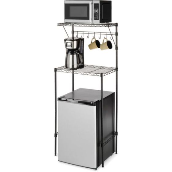 Supreme Over-the-Fridge Shelf with Mug and Cup Hooks, 56.5-In. H x 23-In. W x 15.75-In. D, Black