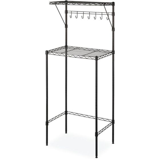 Supreme Over-the-Fridge Shelf with Mug and Cup Hooks, 56.5-In. H x 23-In. W x 15.75-In. D, Black