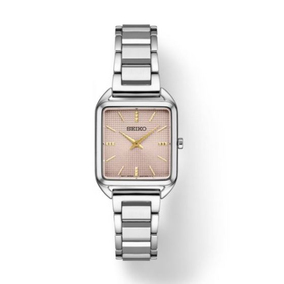 Seiko Essentials SS Quartz, Rose Dial, Silver case, SS bracelet