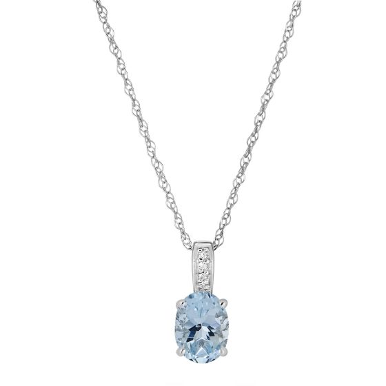 LALI Jewels 14K White Gold Diamond And Aquamarine Pendant With Chain