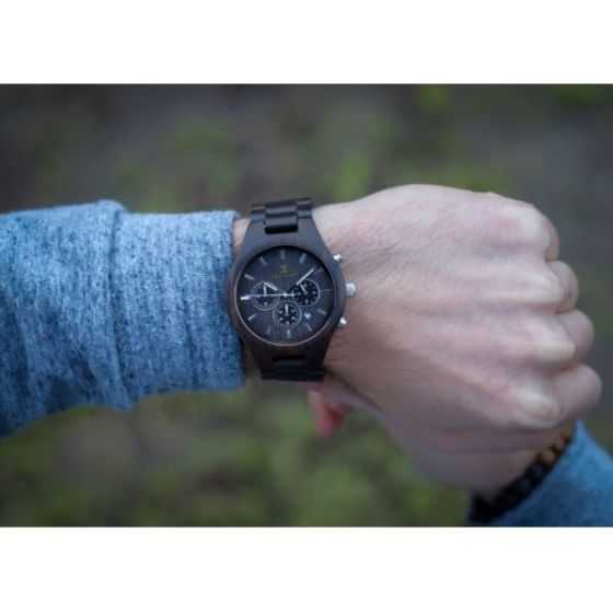 Blue Havana Chronograph  Dark Sandalwood Wooden Watch