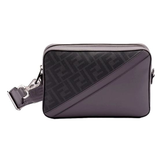 Fendi Diagonal FF Jacquard Acciaio Gray Camera Crossbody Bag