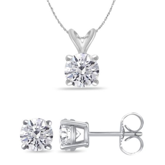 Bright White Round Lab Grown Diamond Set  in 14K White Gold 0.80ct, Color-FG, Clarity-VS