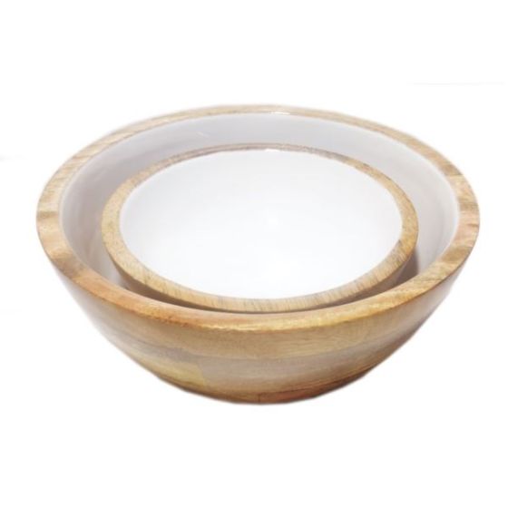 Jeanne Fitz Wood + White Collection Mango Wood Small and Medium Serving Bowls