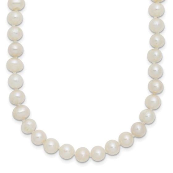 Sterling Silver 6-7mm White Freshwater Cultured Pearl Necklace 18