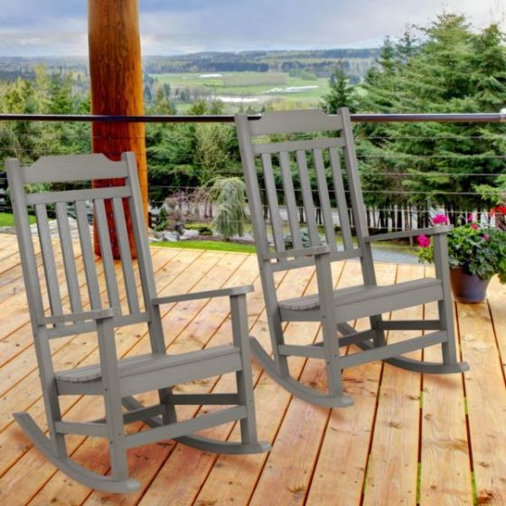 2 Pack All-Weather Rocking Chair in Red Faux Wood