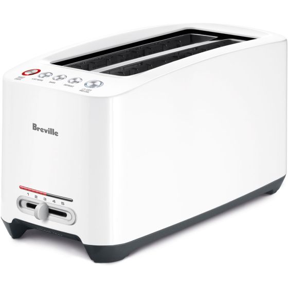 Lift and Look Touch Toaster with 4-Slice Motorized Long Slots in White
