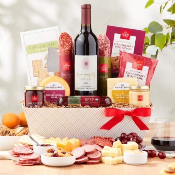 Deluxe Charcuterie & Wine Gift Basket