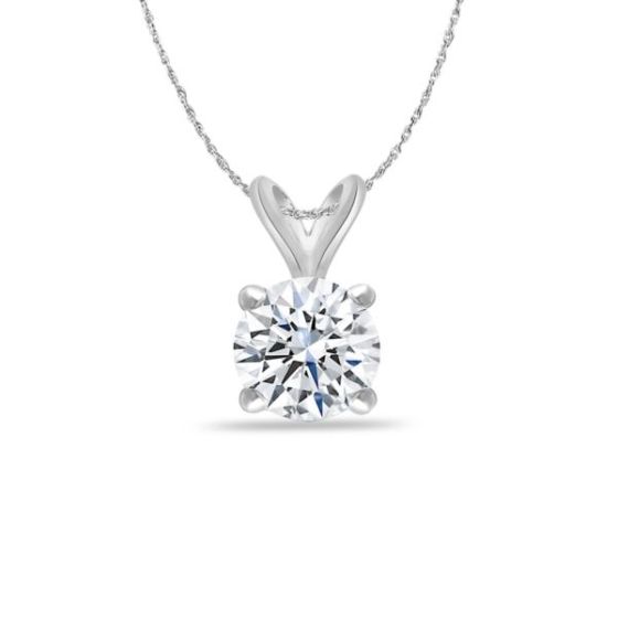 Bright White Round Lab Grown Diamond Pendant in 14K White Gold 0.15ct, Color-FG, Clarity-VS SI