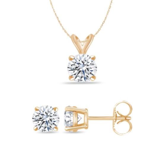 Bright White Round Lab Grown Diamond Set  in 14K Yellow Gold 0.10ct, Color-FG, Clarity-VS SI