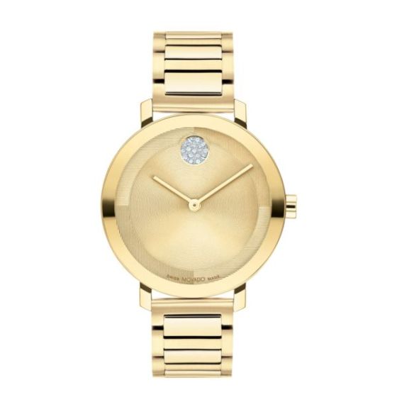 Ladies' Bold Evolution 2.0 Gold-Tone SS Watch w/ Crystal Dot Gold Dial