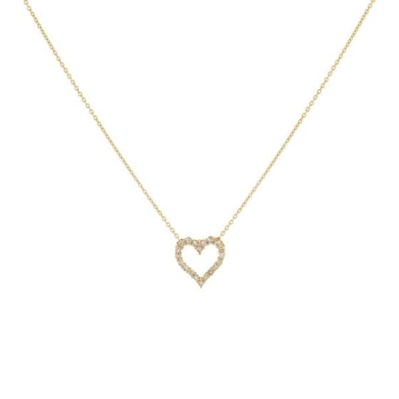 Classic Diamond Heart Necklace 14K Size 18