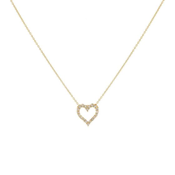 Classic Diamond Heart Necklace 14K Size 18