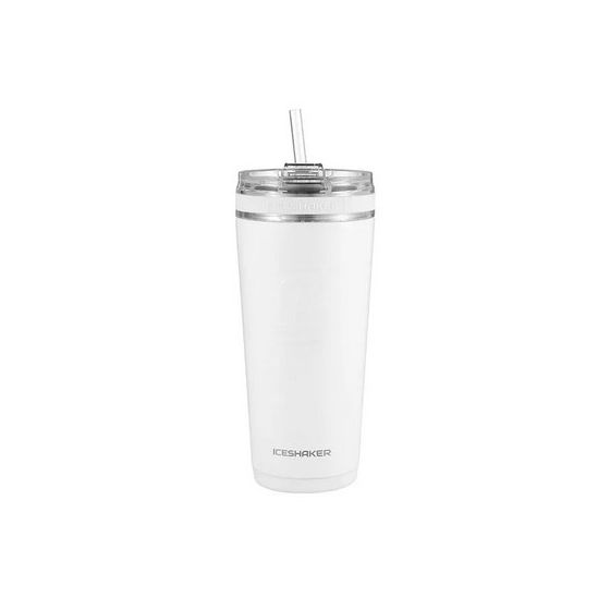 IceShaker 26oz Insulated Stainless Steel Shaker Bottle- Flex Lid w/Straw-White