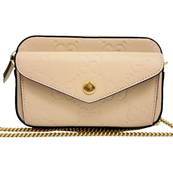 Gucci Gilbert Calfskin Mini Envelope Beige Crossbody Bag