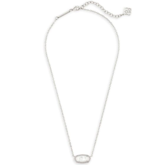 Elisa Silver Pendant Necklace in Ivory Mother-of-Pearl