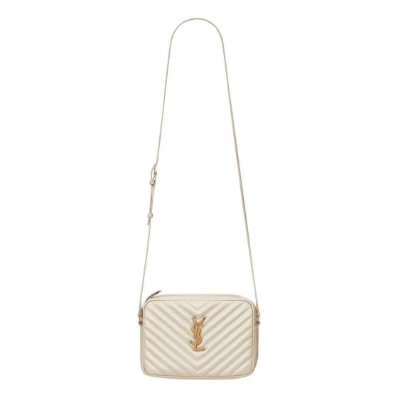 Saint Laurent Lou Quilted Leather Crossbody Camera Bag White