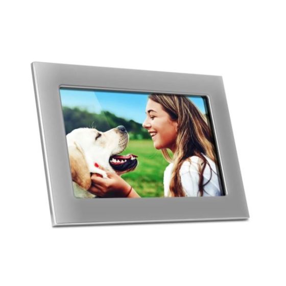 Silver WiFi Digital Photo Frame with Touchscreen IPS LCD Display and 16GB Built-in Memory - 10 inch