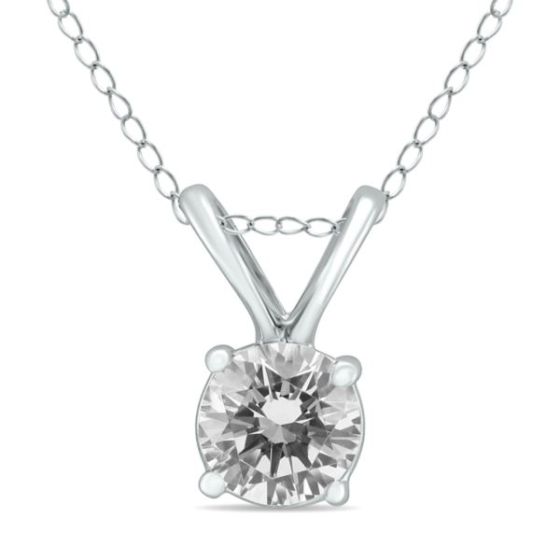 3/8 Carat Round Diamond Solitaire Pendants Size 18
