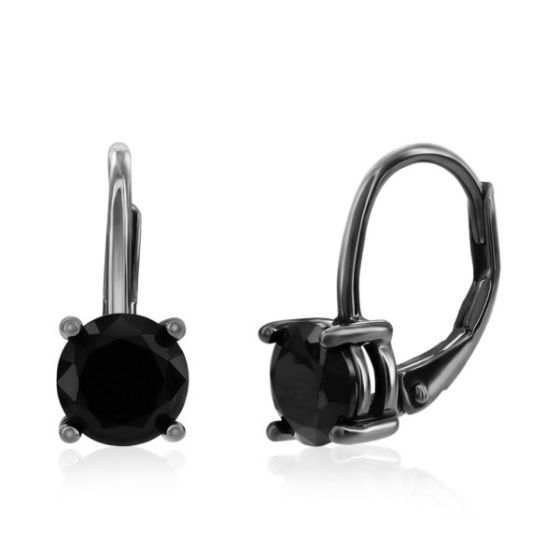 Sterling Silver Black Rhodium Lever back Earrings