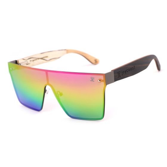 Apres-Ski - Frameless, Reflective & Maple Wood Wooden Sunglasses Abalone - Silver