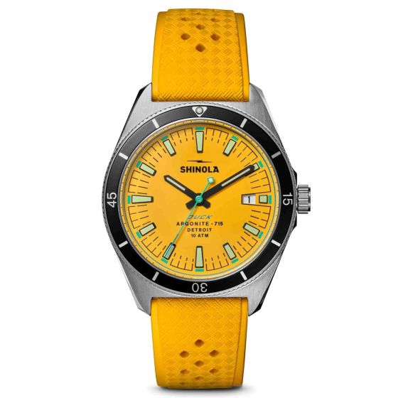 Mens The Duck 1040 Silver & Canary Rubber Strap Watch Canary Dial