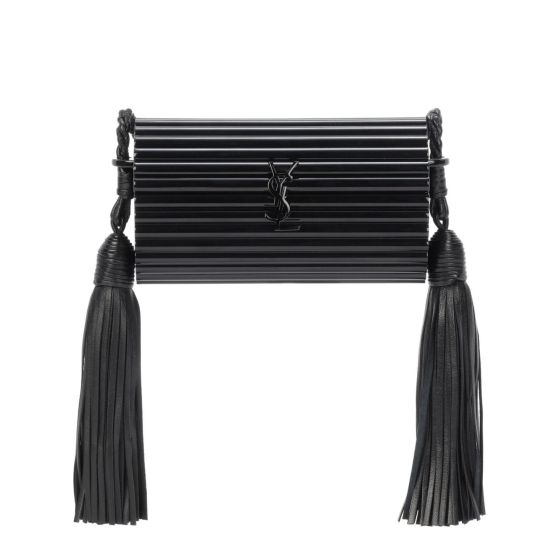 Saint Laurent Black Plexiglass Minaudiere Opium Box Bag